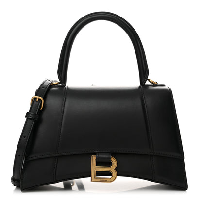 Balenciaga Shiny Box Calfskin Small Hourglass Top Handle Bag Black 1 of 11