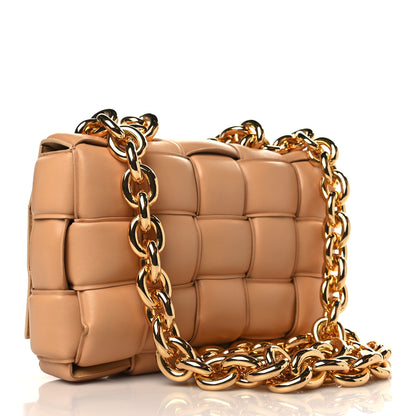 Bottega Veneta Lambskin Maxi Intreccio Padded Chain Cassette Crossbody Bag Caramel 3 of 9
