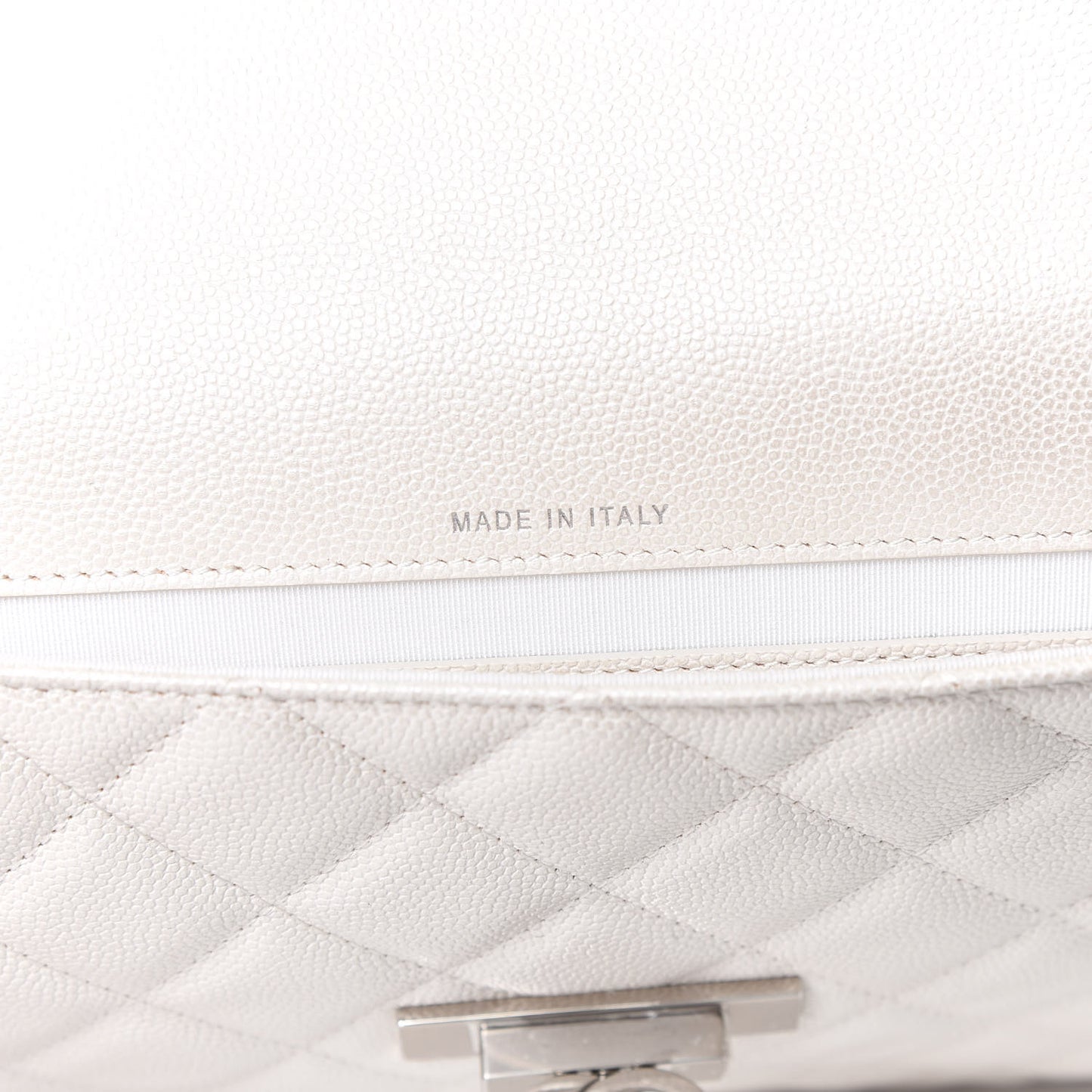 Caviar Quilted Medium Golden Class Pouch White
