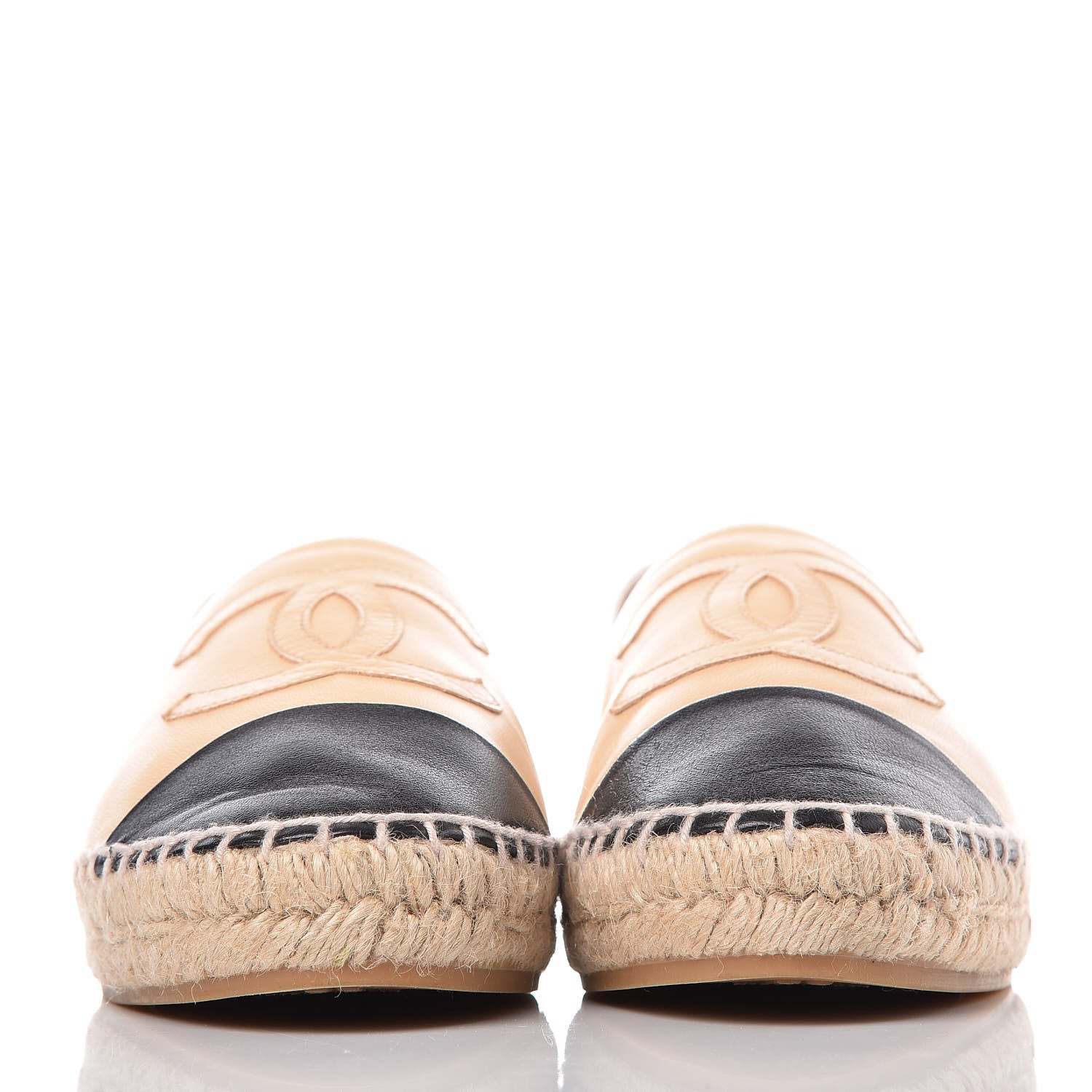 Chanel Lambskin CC Espadrilles 36 Beige Black 2 of 11