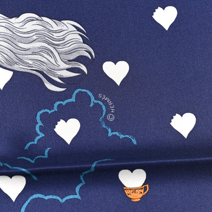 Hermes Silk Tea Time Scarf 70 Marine 3 of 6