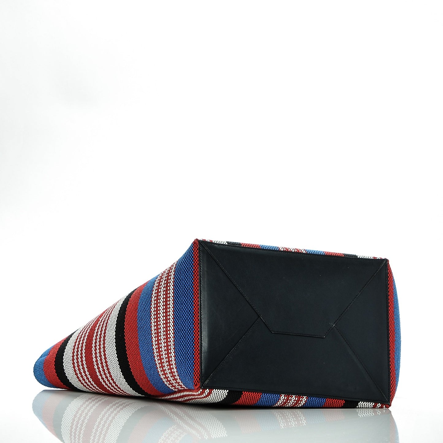 Textile Striped Medium Horizontal Cabas Phantom Navy Blue