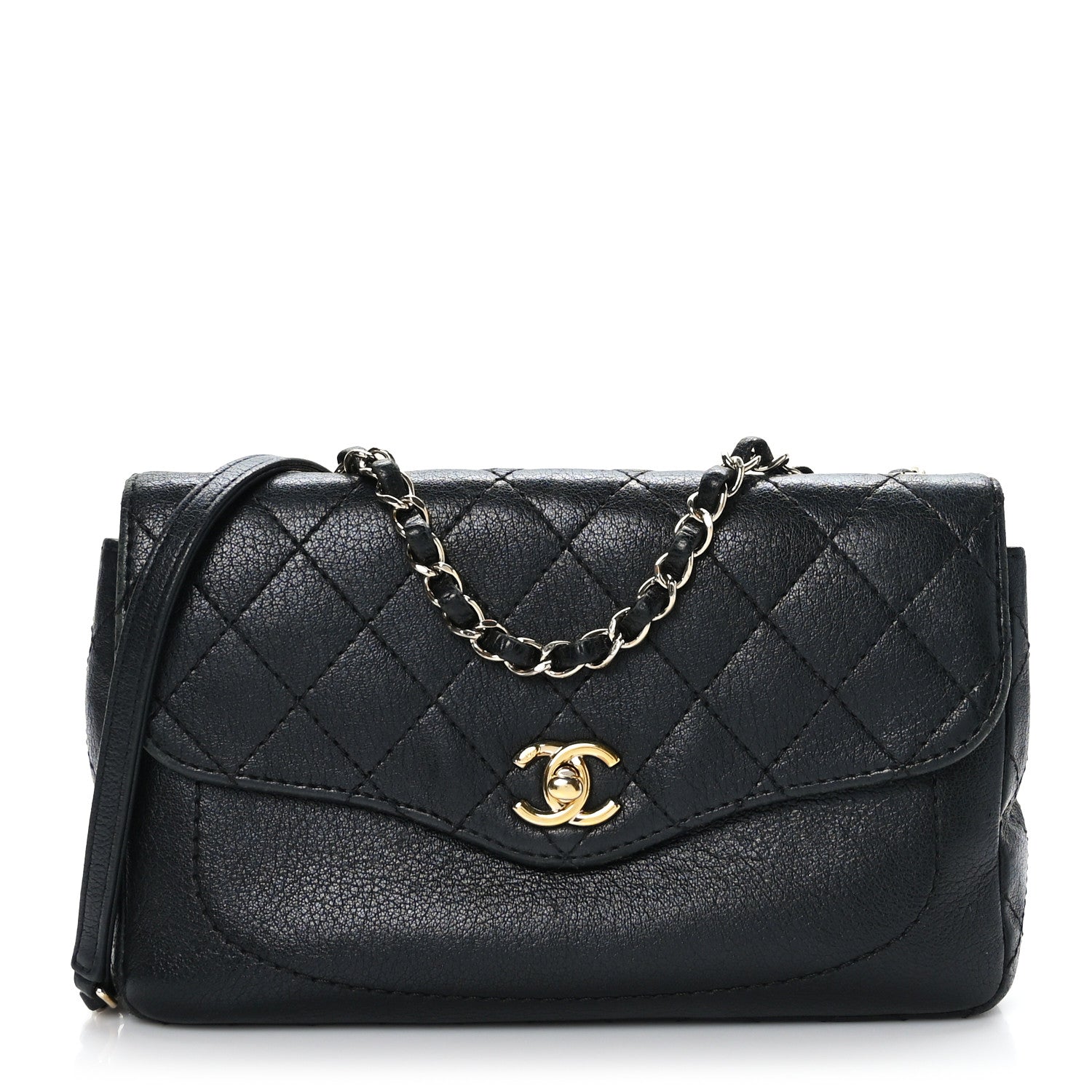 Chanel Goatskin Quilted Coco Curve Flap Messenger Flap Black 1 of 9