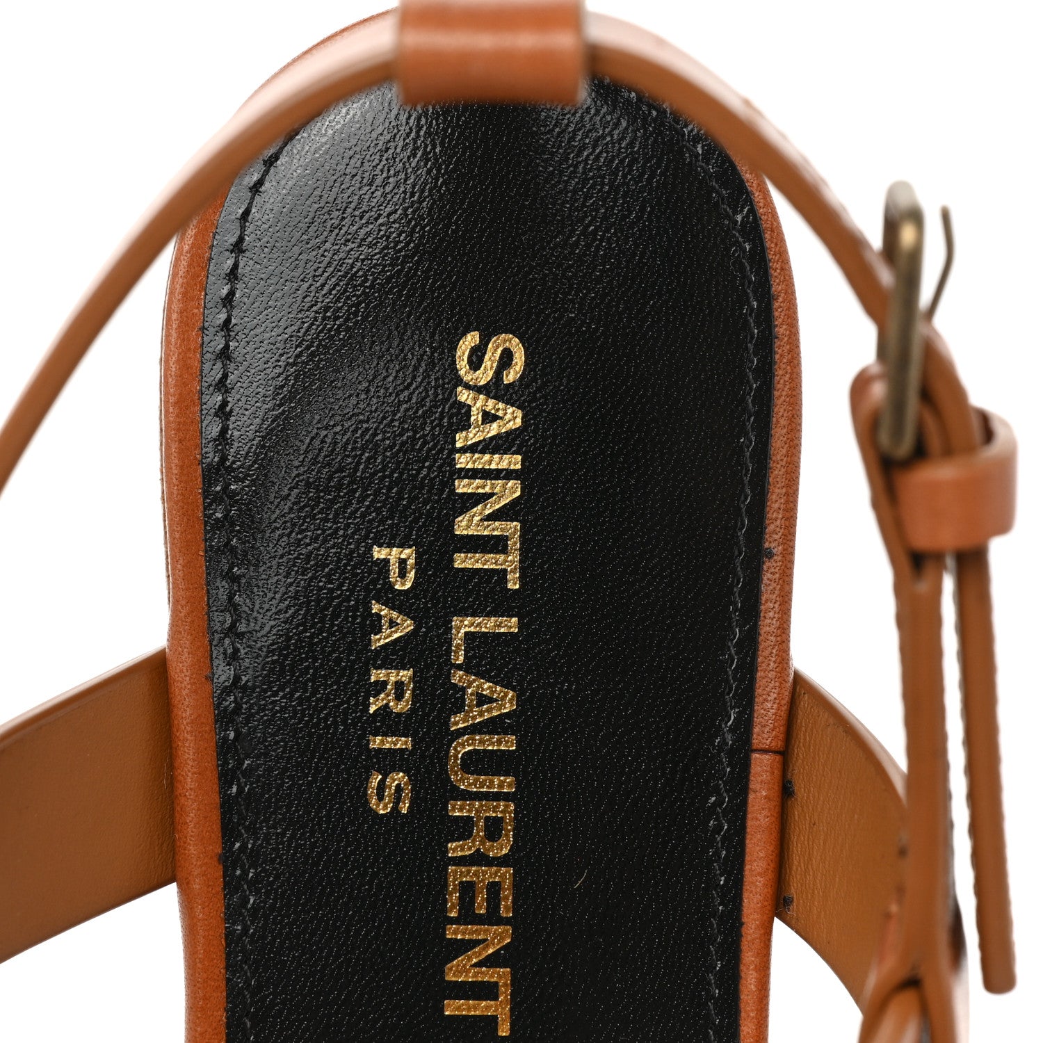 Saint Laurent Calfskin Cassandra Monogram Sandals 35 Brown 7 of 10
