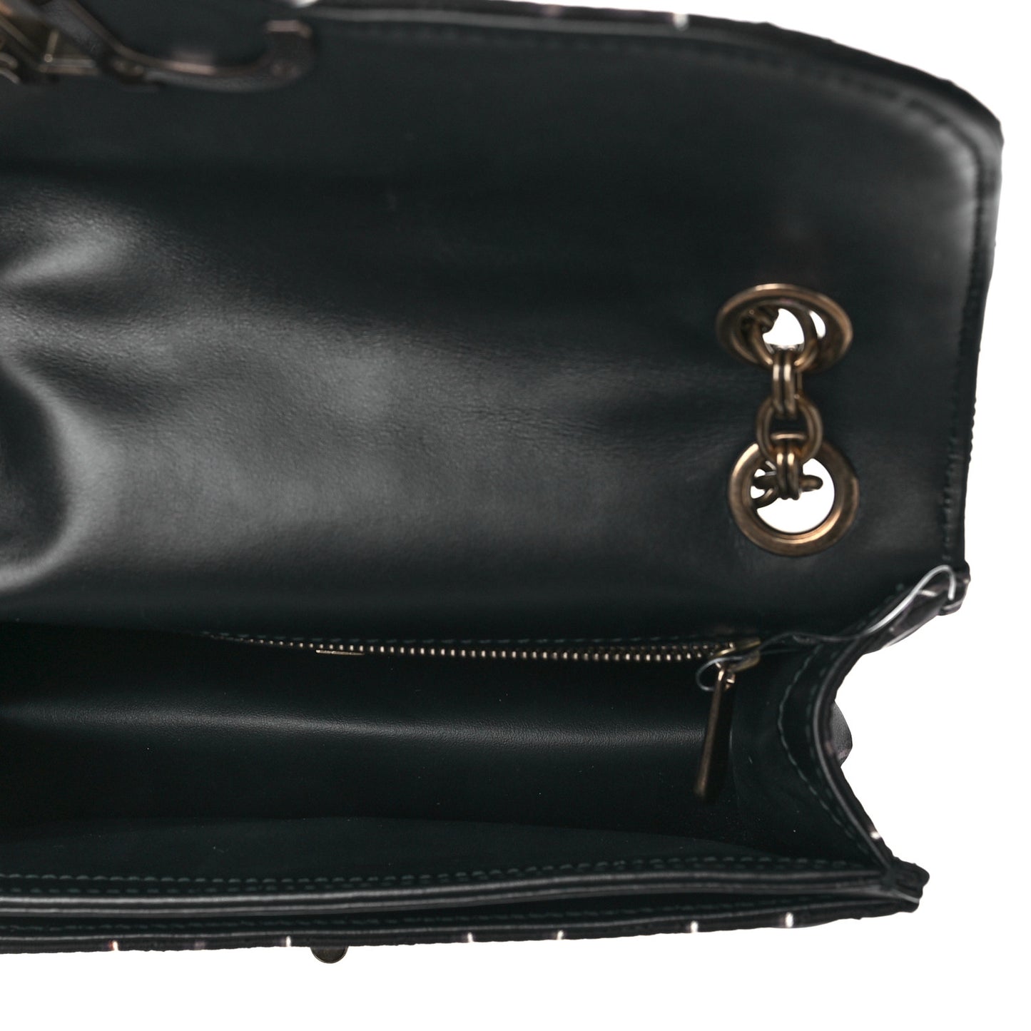 Silk Twill Quilted Print Gancini Flap Bag Black