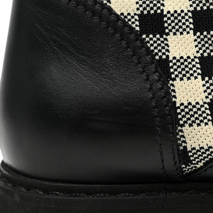 Fendi Vitello Stretch Fabric FF Vichy Rockoko Biker Boots 38.5 Black Crema Tobacco 12 of 13