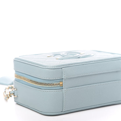 Chanel Caviar Quilted Small CC Filigree Vanity Case Light Blue 9 of 11