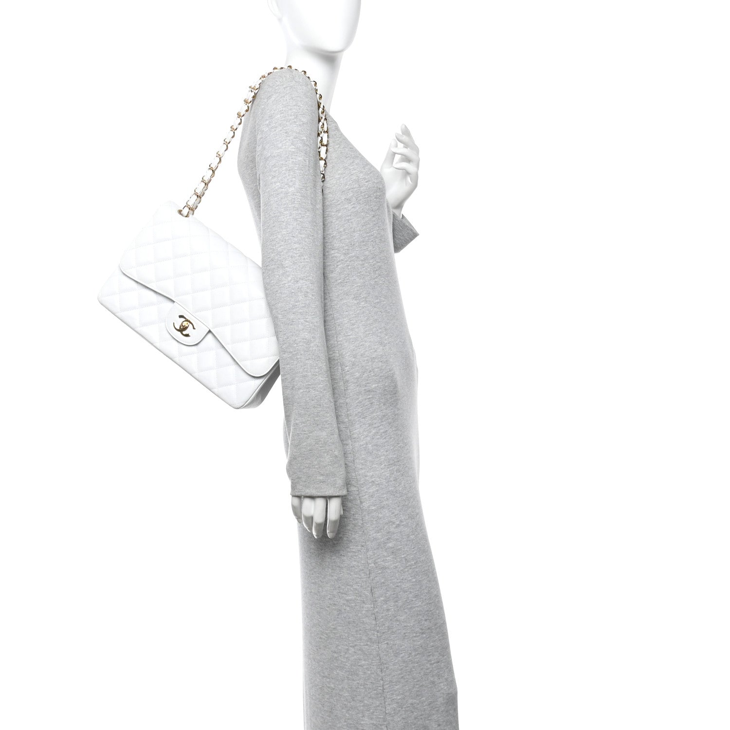 Chanel Caviar Quilted Jumbo Double Flap White 2 of 11