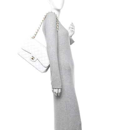 Chanel Caviar Quilted Jumbo Double Flap White 2 of 11
