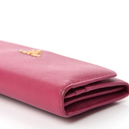 Prada Saffiano Metal Continental Flap Wallet Peonia 10 of 11