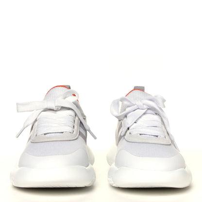 Hermes Knit Suede Goatskin Womens Crew Sneakers 35 White Gris 4 of 6