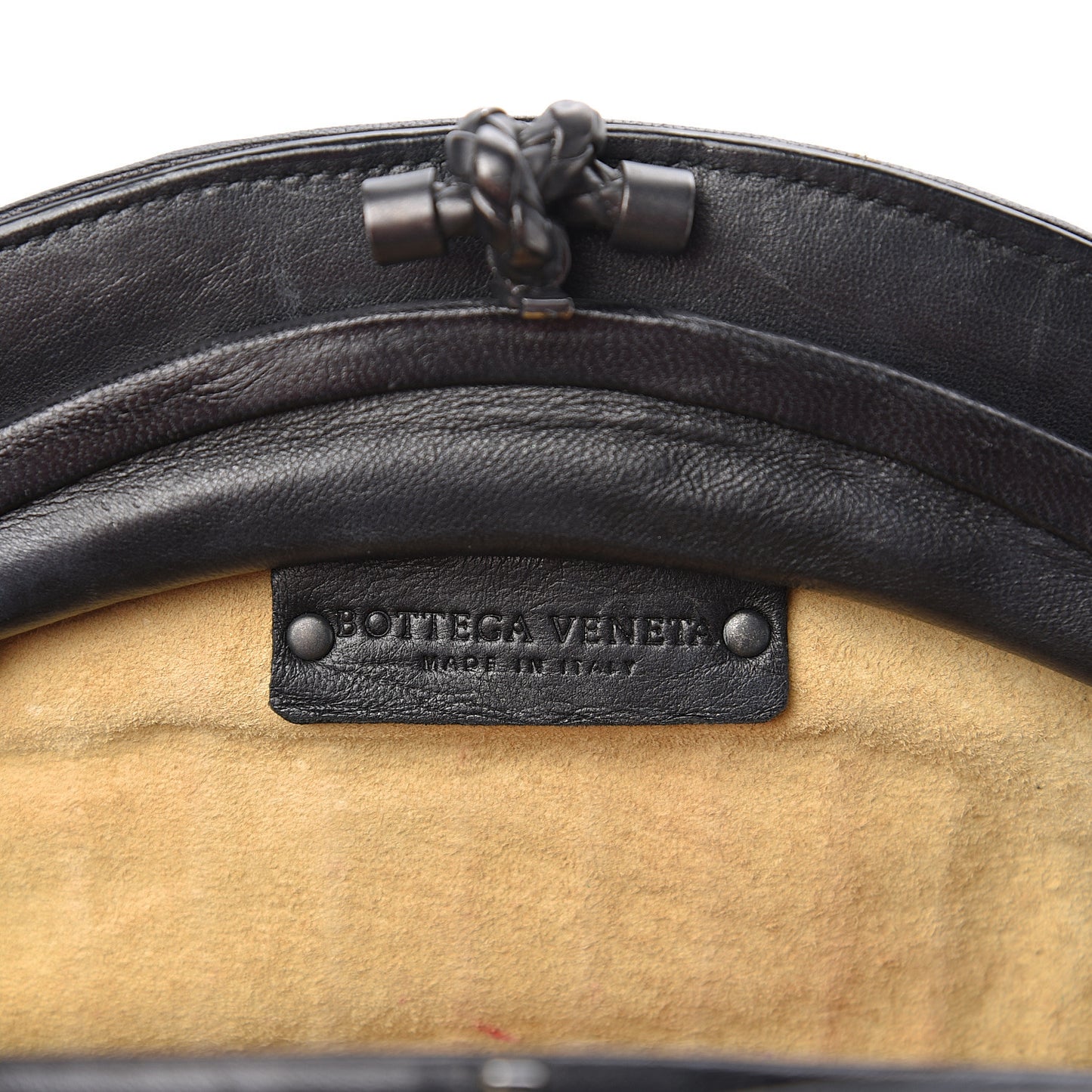 Calfskin Intrecciato Knot Clutch Black