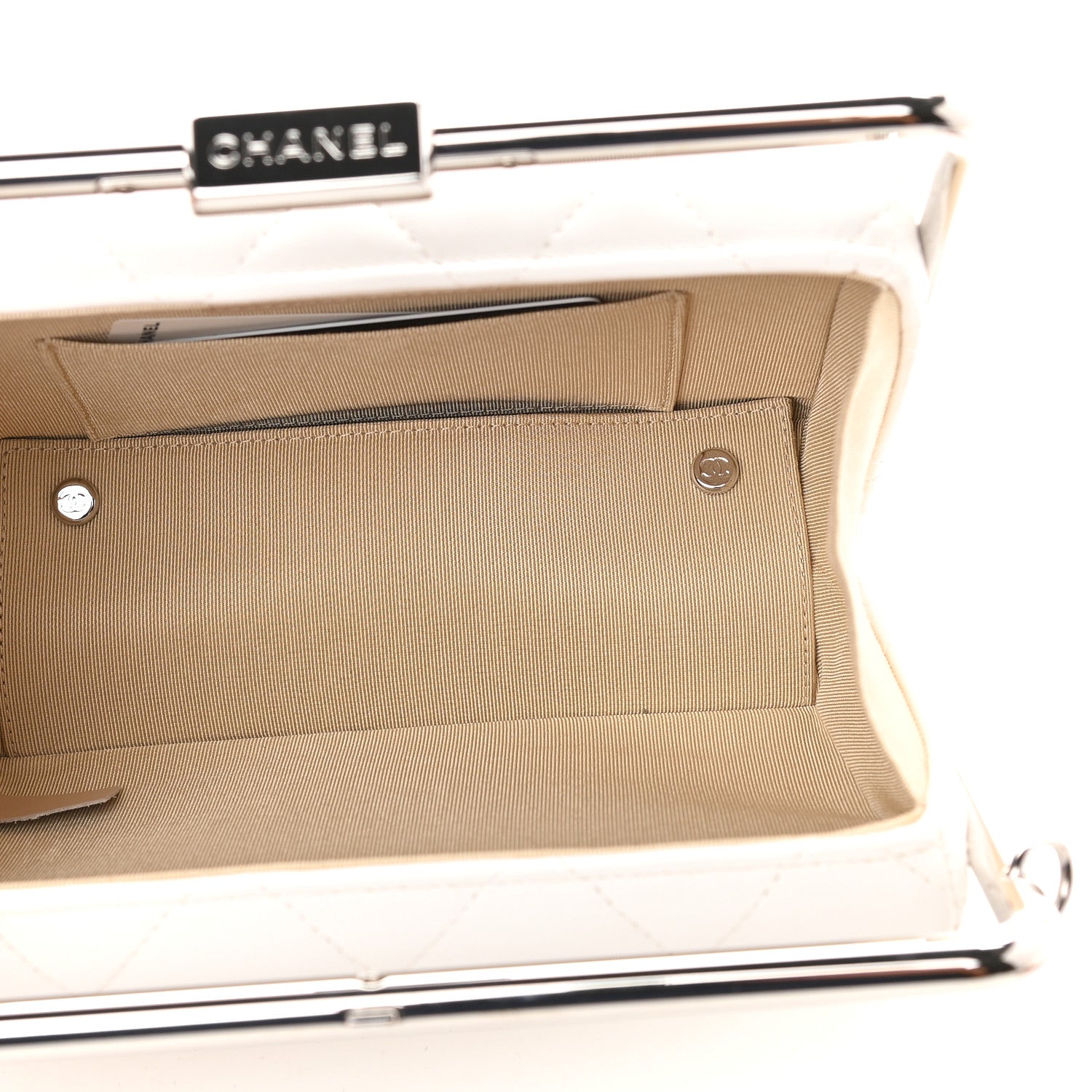 Chanel Quilted Lambskin Metal Bar Clutch Bag White 7 of 9