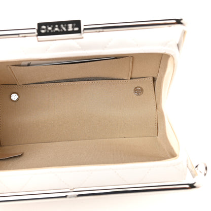 Chanel Quilted Lambskin Metal Bar Clutch Bag White 7 of 9
