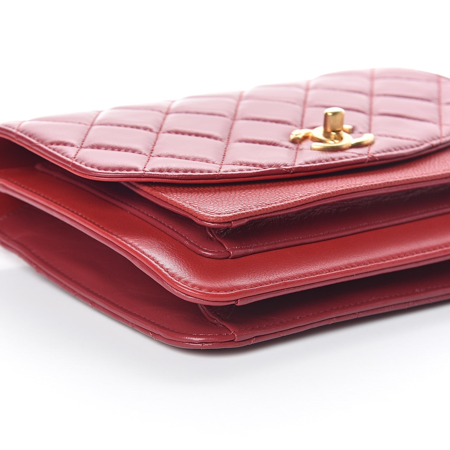 Chanel Calfskin Caviar Quilted Chain Handle Flap Red 7 of 8