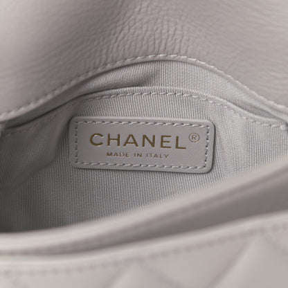 Chanel Calfskin Quilted Top Handle Flap Light Grey 6 of 12
