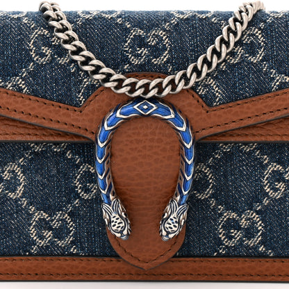 Gucci New Denim GG Monogram Dollar Calfskin Enamel Super Mini Dionysus Shoulder Bag Blue Tea Cuir Epilog Electric Blue 7 of 10
