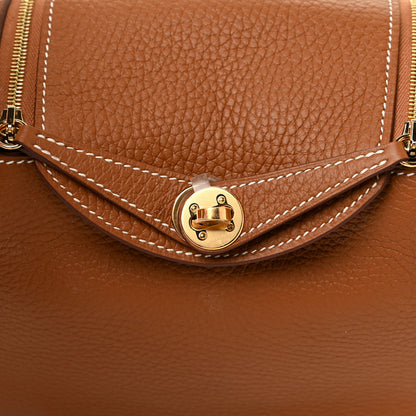 Hermes Taurillon Clemence Mini Lindy 20 Gold 10 of 11