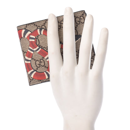Gucci GG Supreme Monogram Selleria Calfskin Kingsnake Nice Bi-Fold Wallet Beige Ebony Multicolor Black 2 of 7