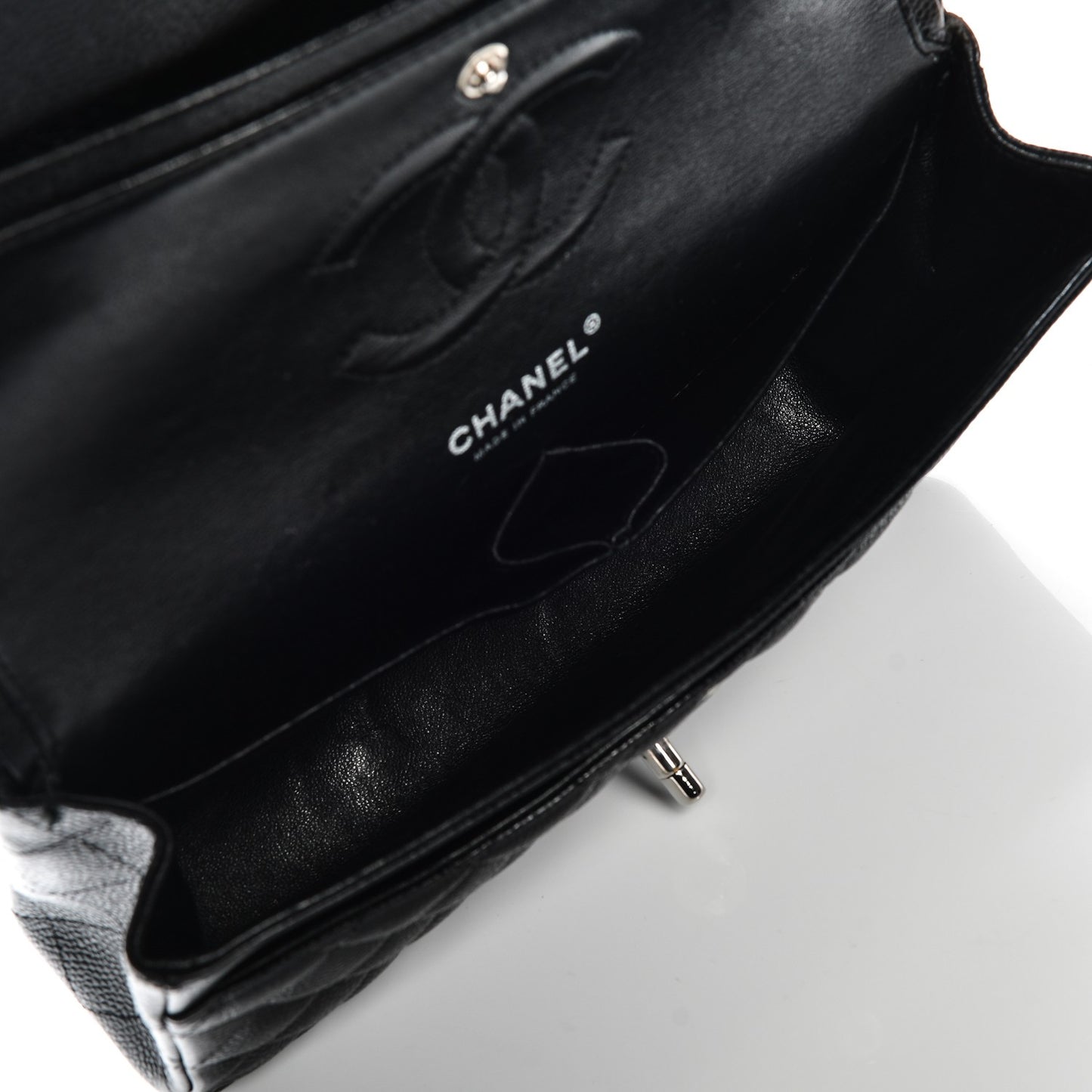 Caviar Quilted Medium Double Flap Black