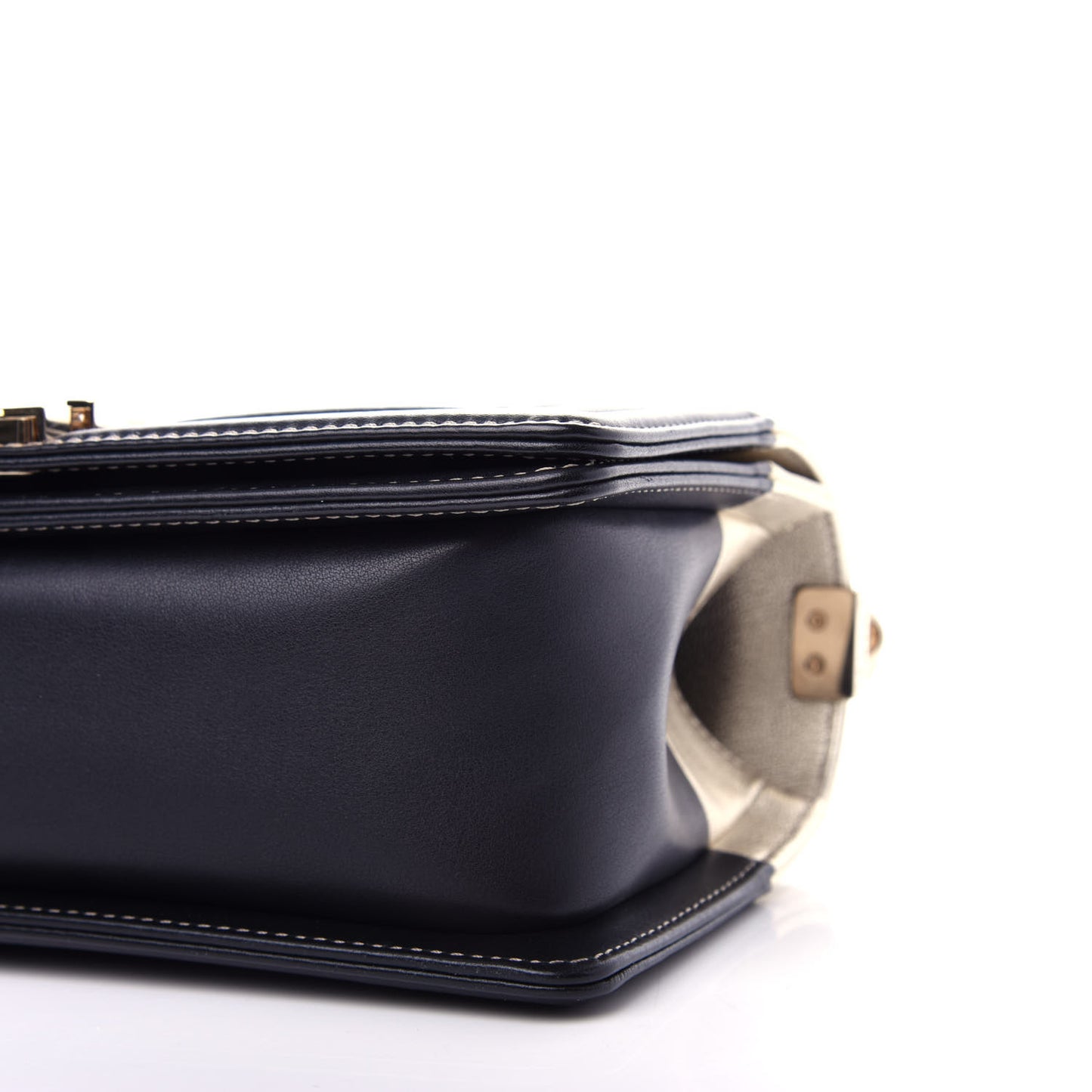 Metallic Goatskin Calfskin Medium Boy Flap Gold Black