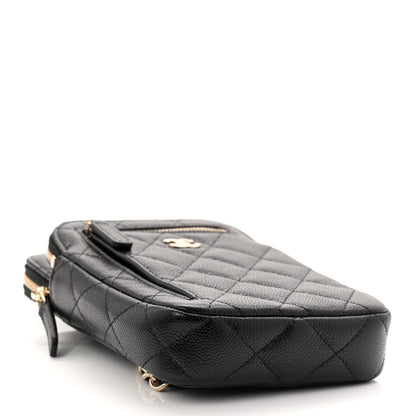 Chanel Caviar Quilted Phone Holder With Chain Black 4 of 10