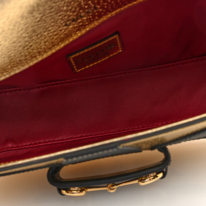 Gucci X ADIDAS Textured Dollar Calfskin Web Trefoil Horsebit 1955 Shoulder Bag King Gold Black 5 of 10