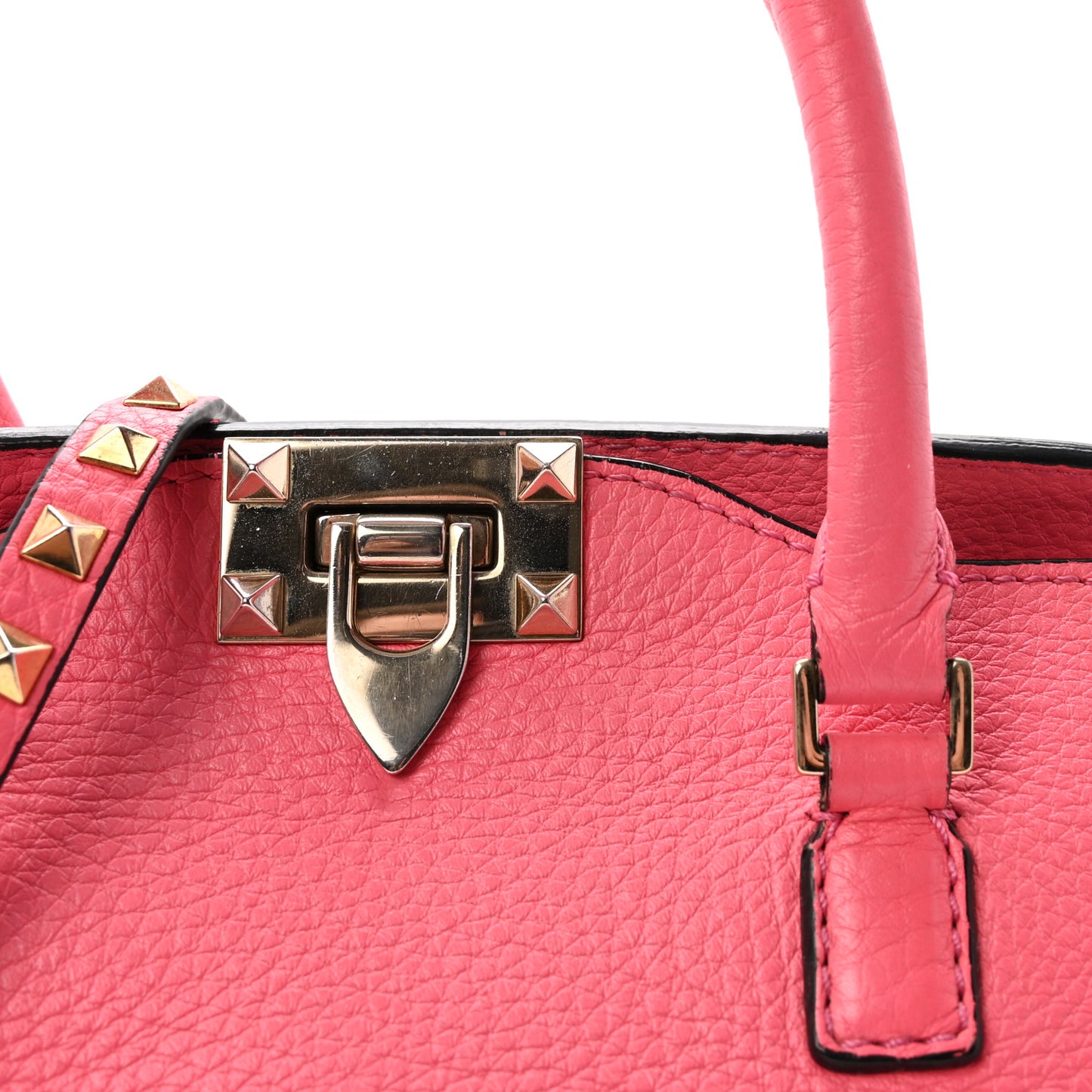 Vitello Small Rockstud Tote Fuxia Fluo