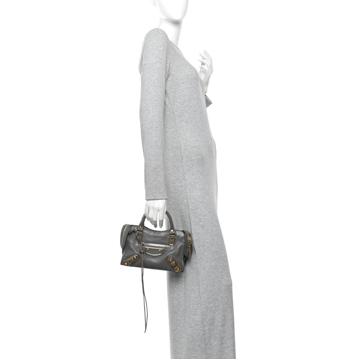 Chevre Gold Metallic Edge Hardware Mini City Gris Acier