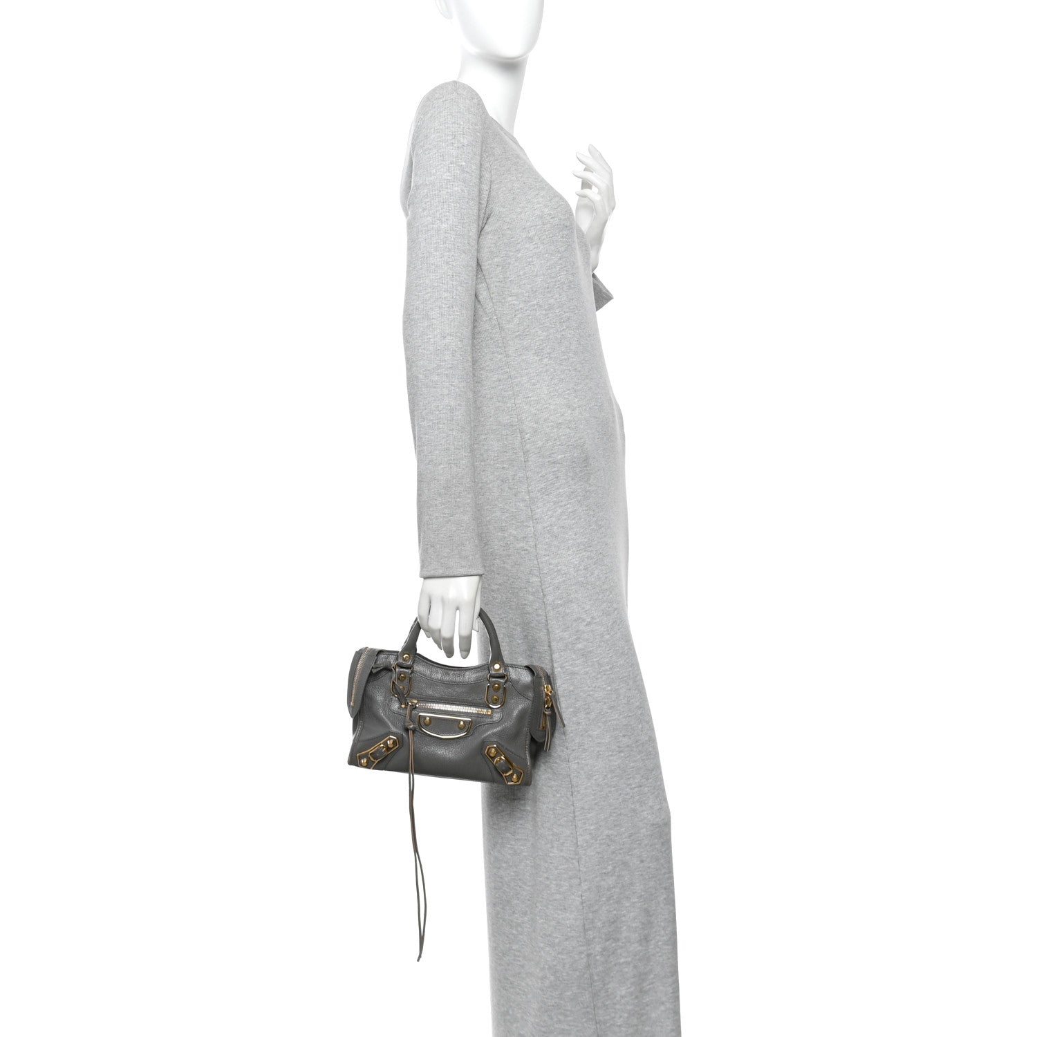 Balenciaga Chevre Gold Metallic Edge Hardware Mini City Gris Acier 2 of 11