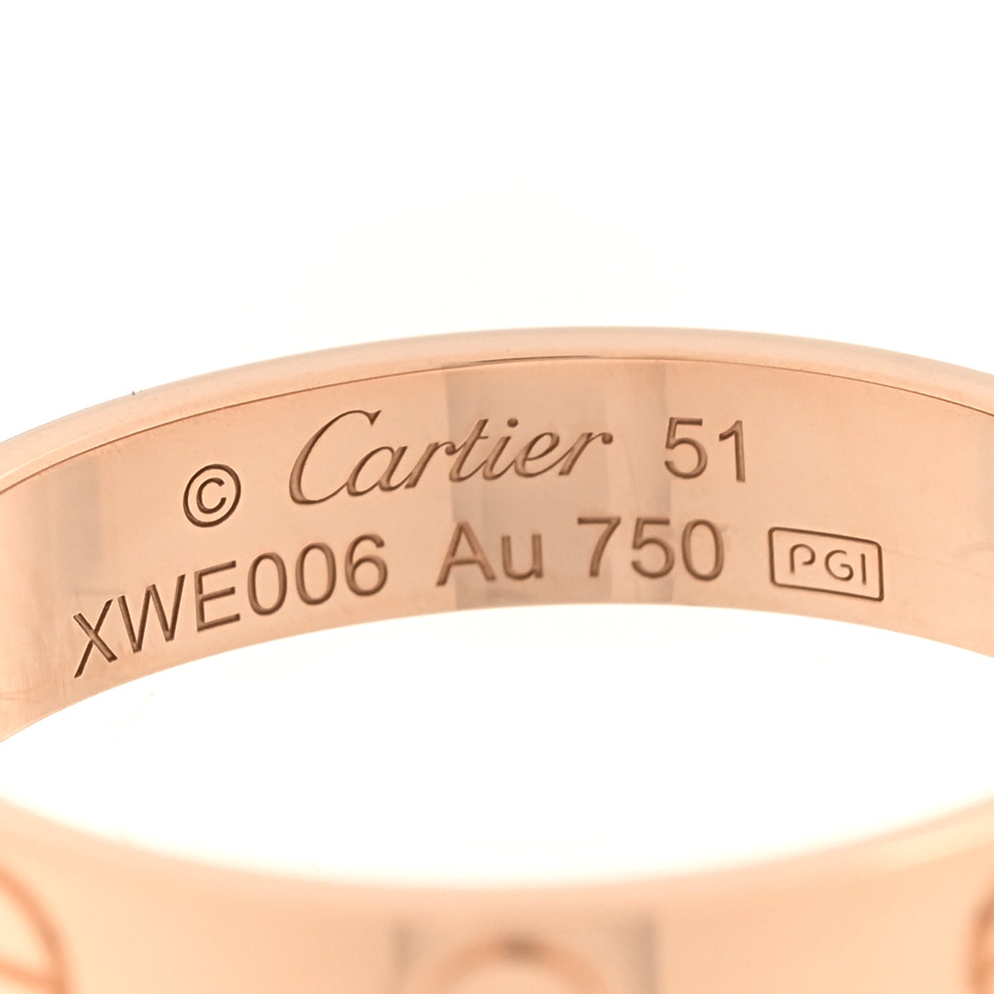18K Pink Gold 3.5mm LOVE Wedding Band Ring 51 5.75
