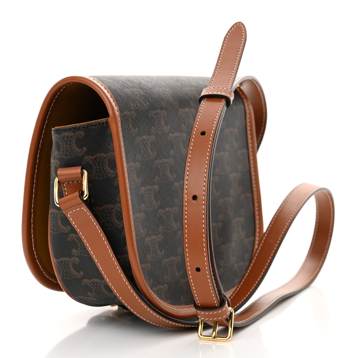 Celine Triomphe Canvas Medium Folco Bag Tan 3 of 11