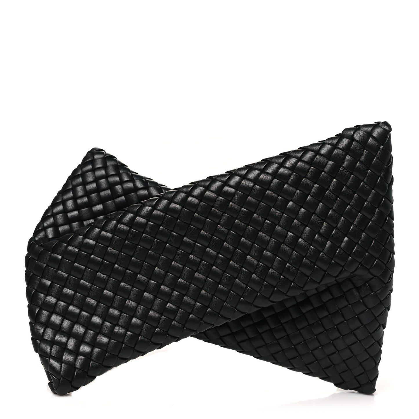 Nappa Intrecciato Crisscross Clutch Black