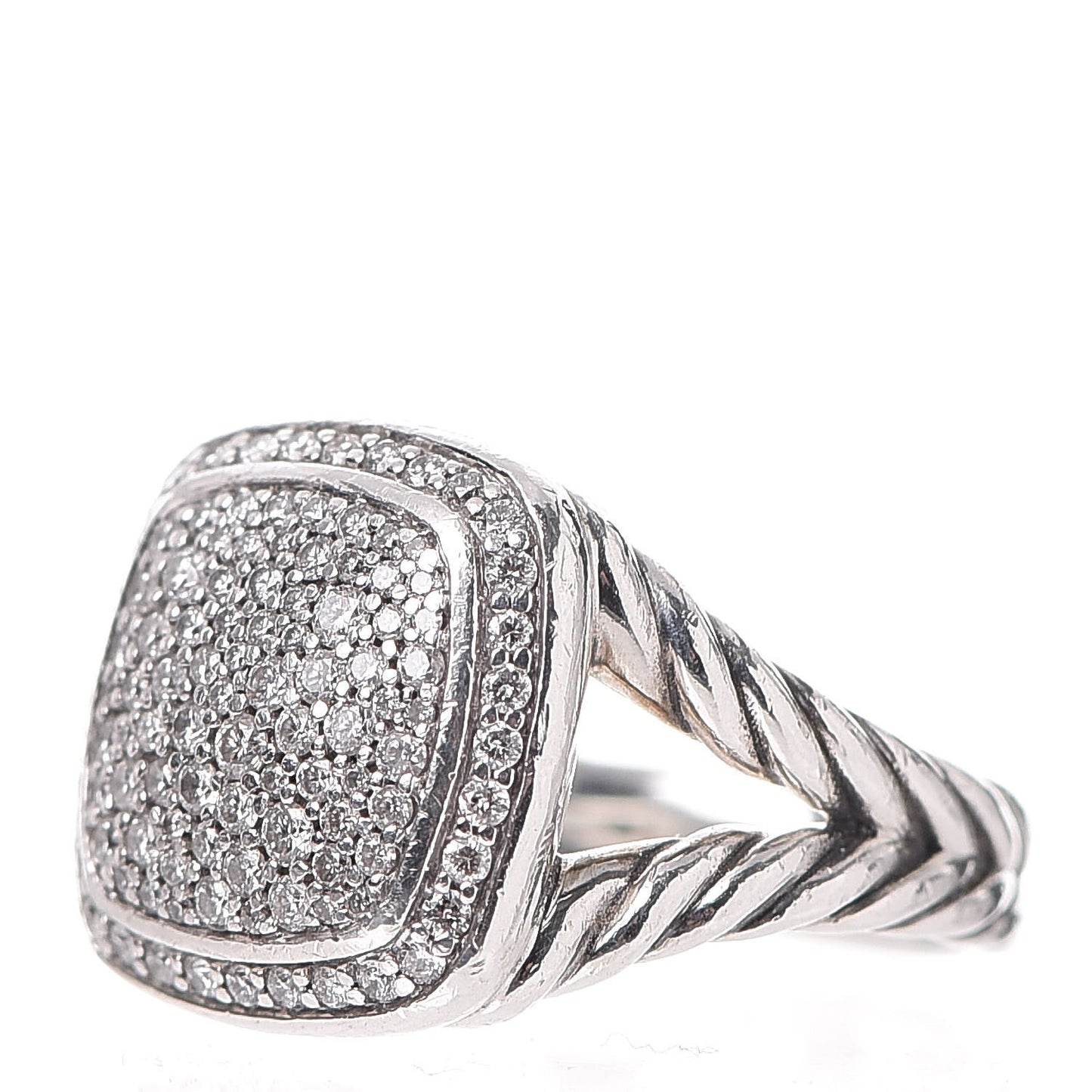 Sterling Silver Diamond 14mm Albion Pave Ring 51 5.75