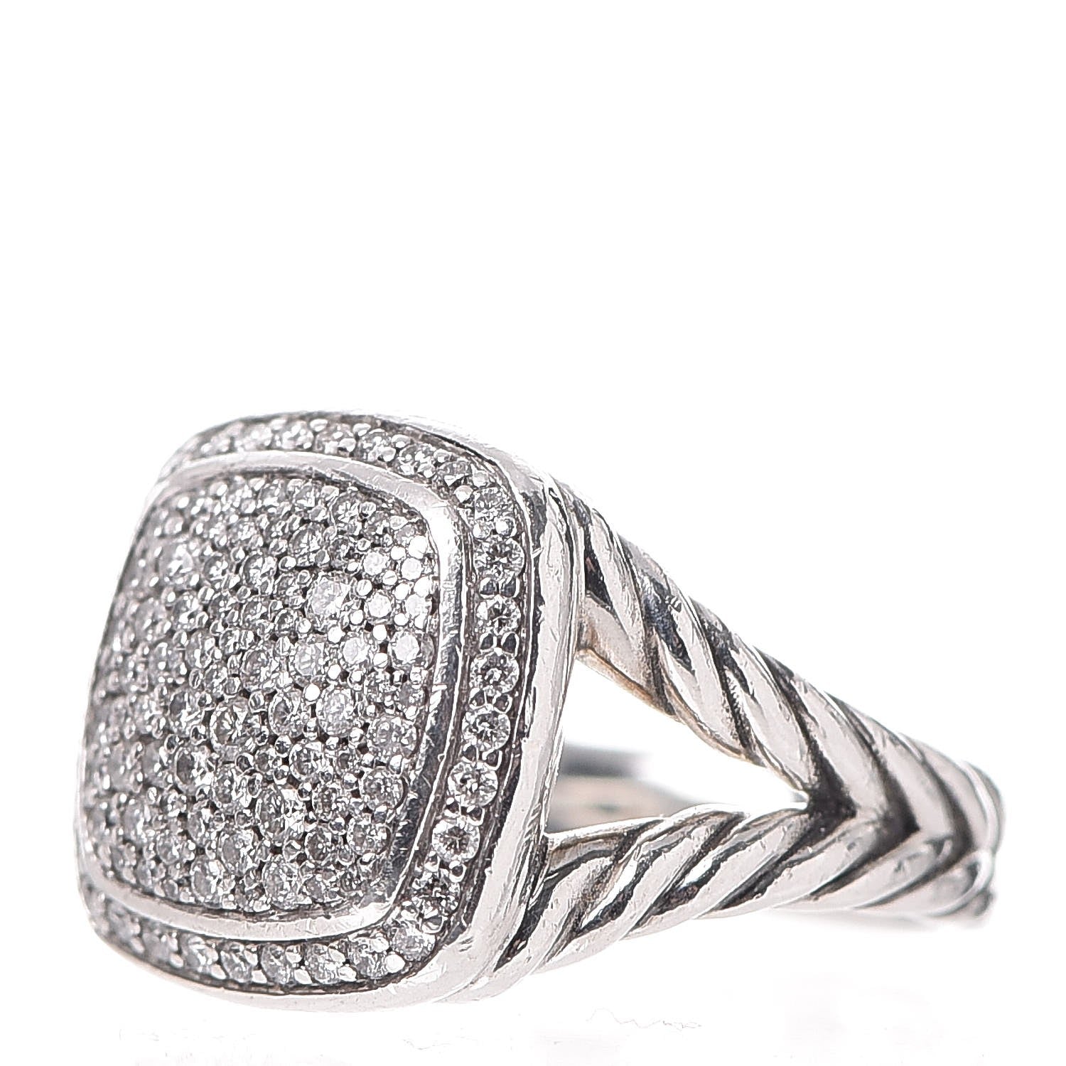 David Yurman Sterling Silver Diamond 14mm Albion Pave Ring 51 5.75 3 of 5