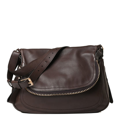 Tom Ford Pebbled Calfskin Large Jennifer Dark Brown 1 of 11