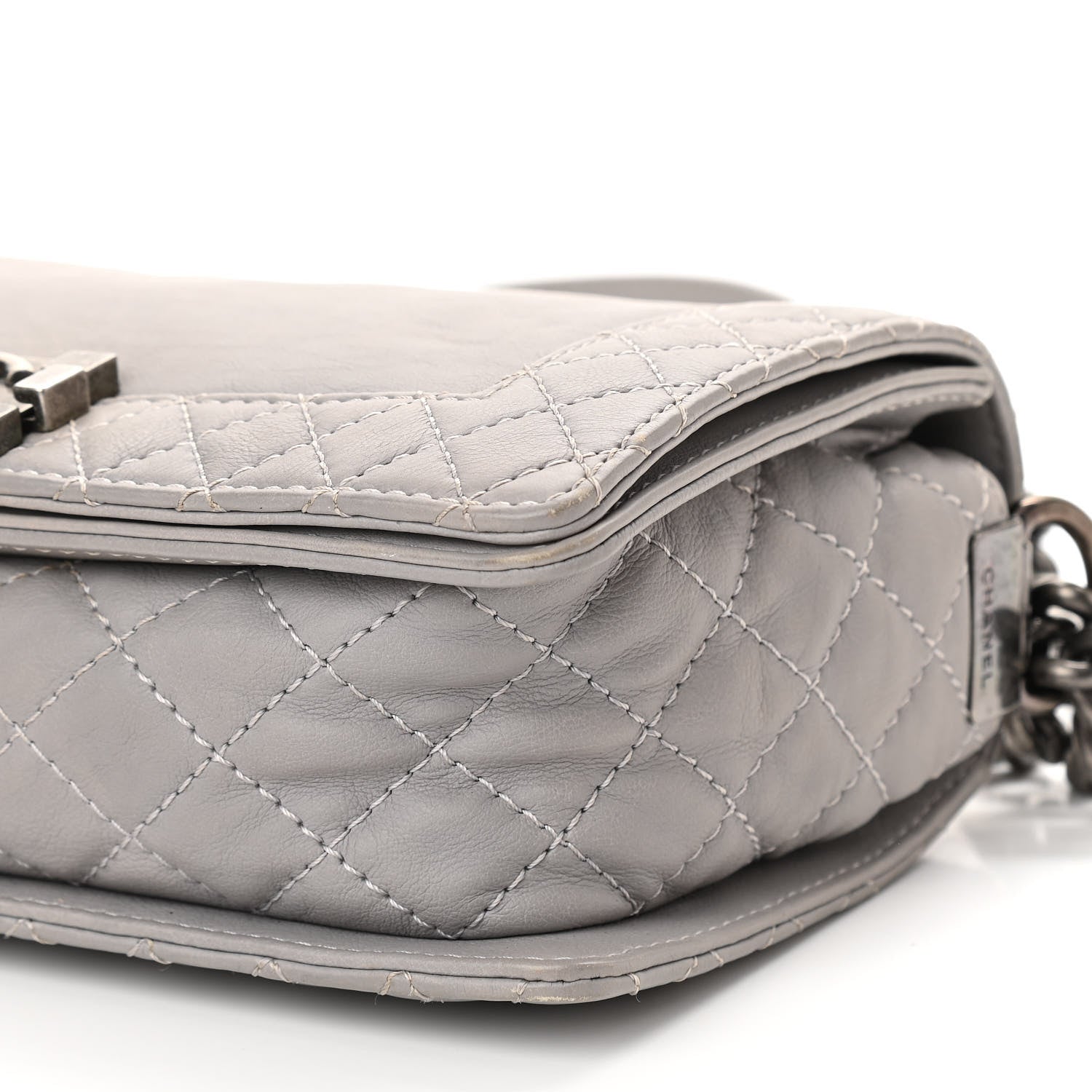 Chanel Calfskin Medium Boy Reverso Flap Light Grey 10 of 12