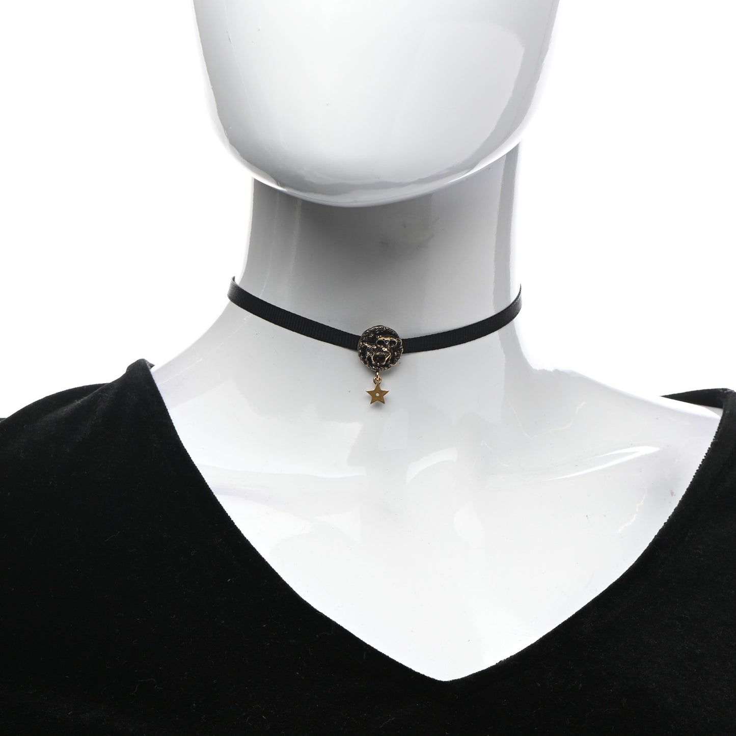 Grosgrain Ribbon Astrology Choker Necklace Black