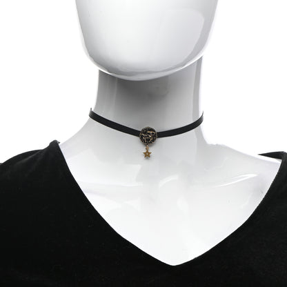Christian Dior Grosgrain Ribbon Astrology Choker Necklace Black 2 of 5