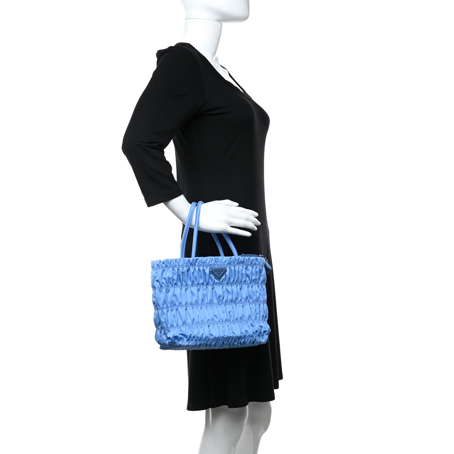 Prada Tessuto Nylon Gaufre Tote Light Blue 2 of 8