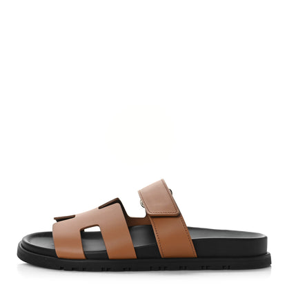 Hermes Calfskin Womens Chypre Sandals 37 Naturel 1 of 11