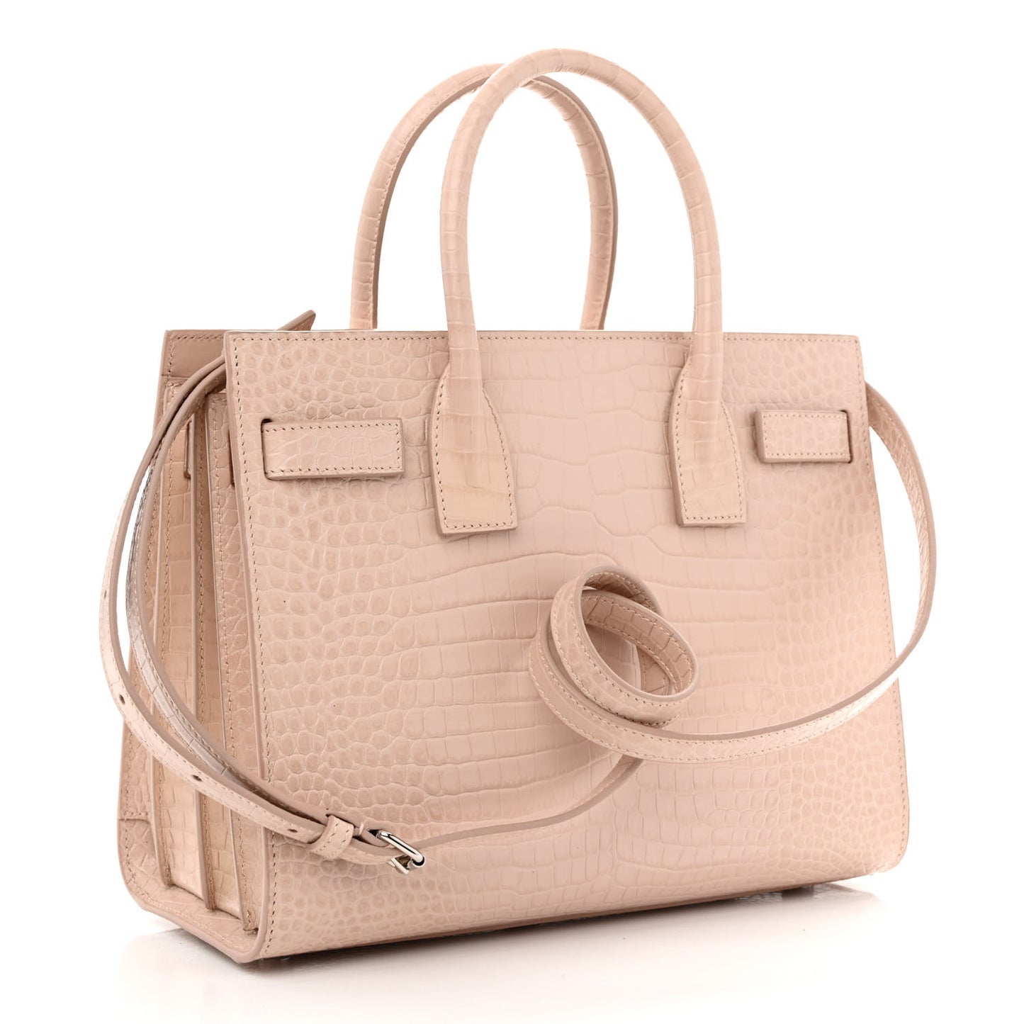 Calfskin Crocodile Embossed Baby Sac De Jour Rose Antic