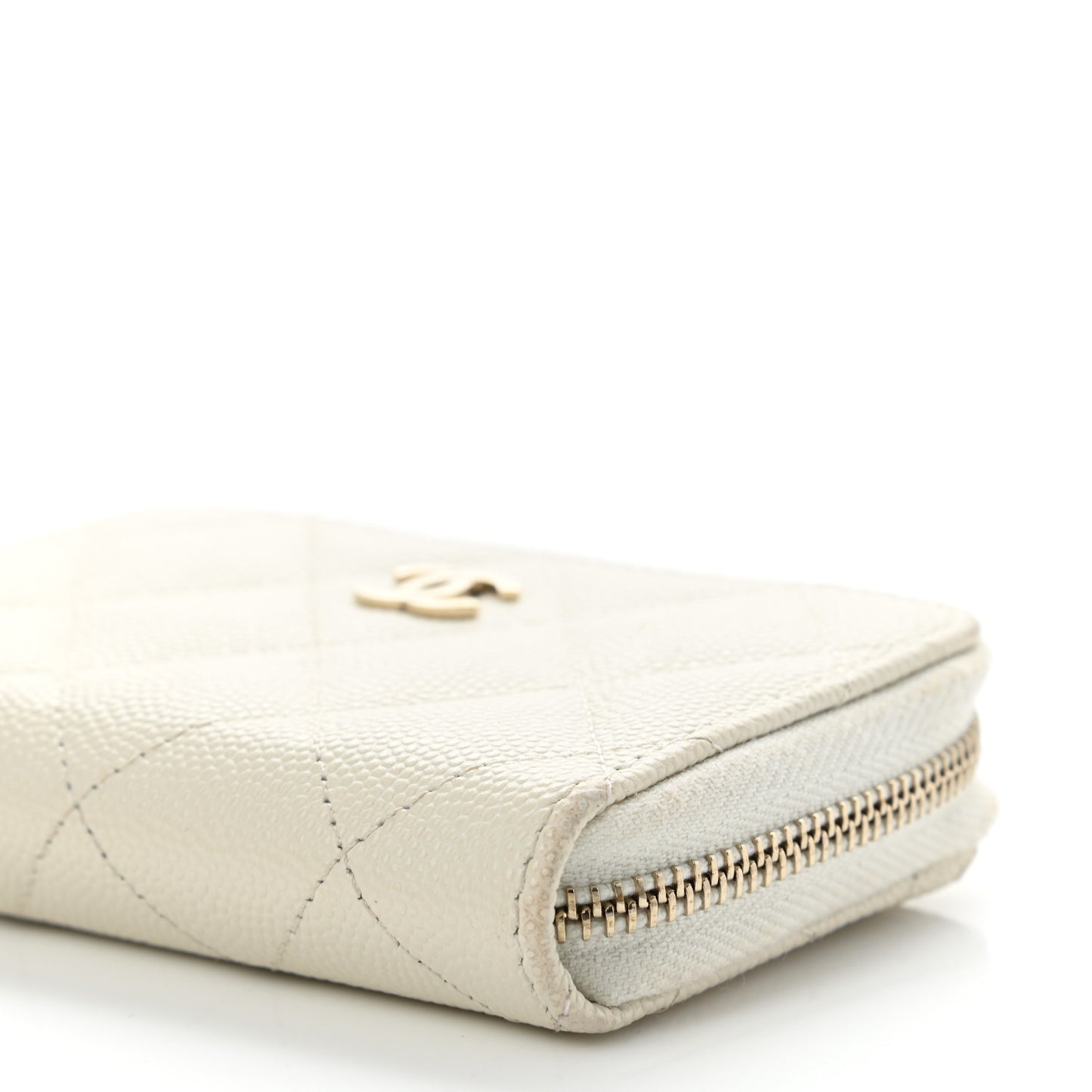 Caviar Quilted Zip Coin Purse White