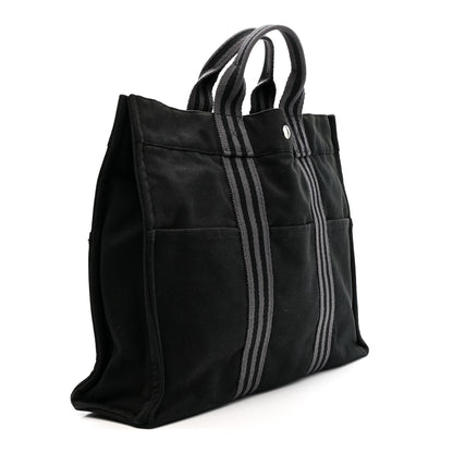 Hermes Canvas Herline MM Tote Black 3 of 12