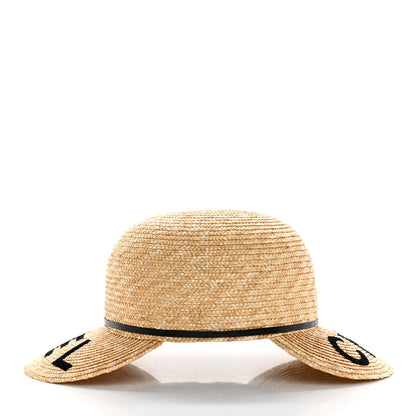 Chanel Straw Calfskin Logo Visor Hat M Natural Black 4 of 10