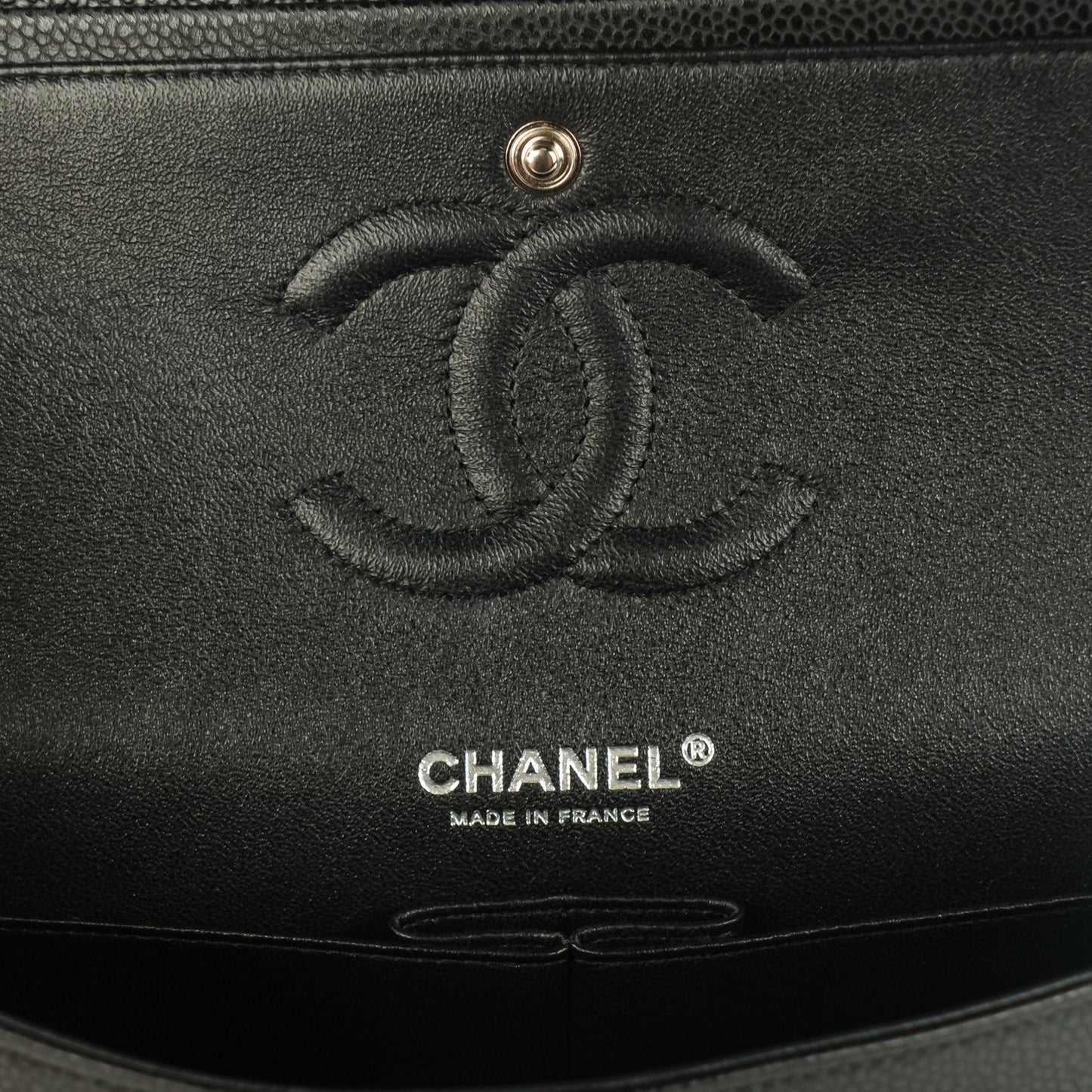 Caviar Quilted Medium Double Flap Black