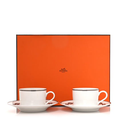 Hermes Porcelain Platinum Chaine d'Ancre Tea Cup and Saucer Set of 2 13 of 13