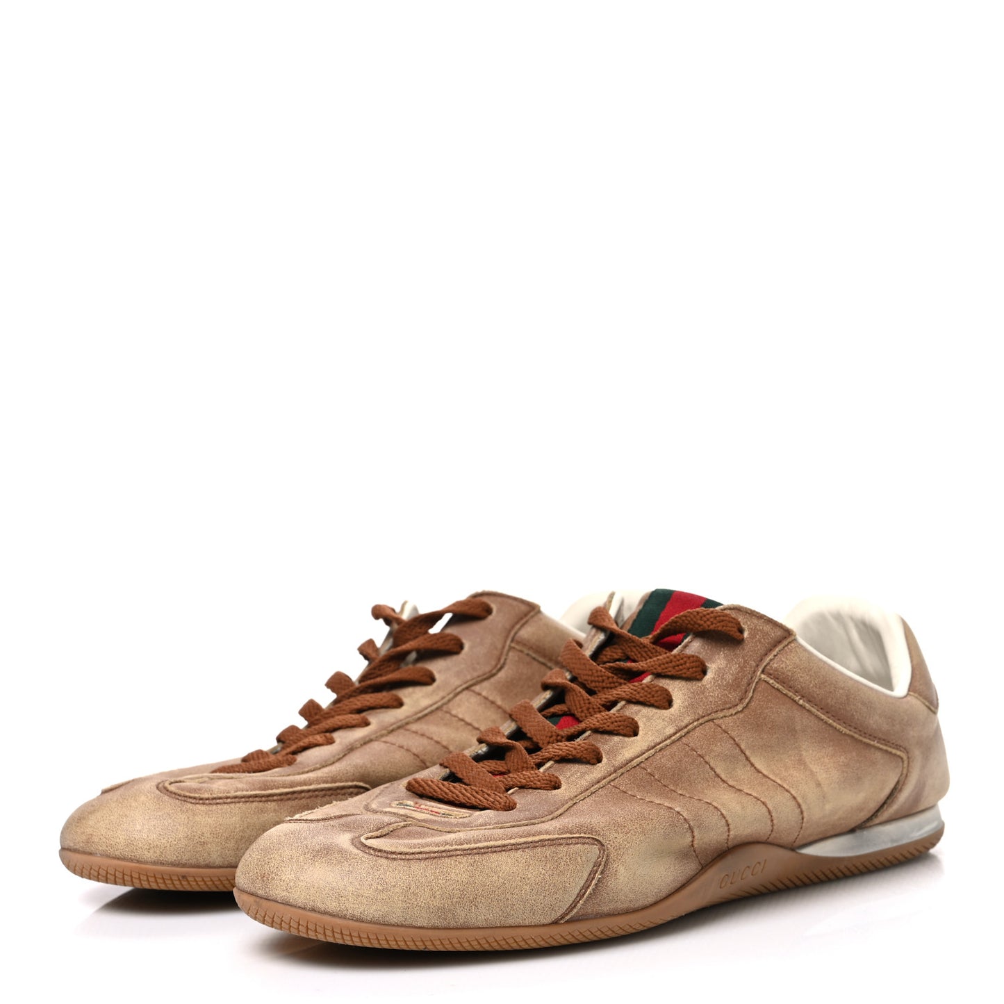 GG Monogram Suede Web Mens Shift Sneakers 9.5 Beige Brown