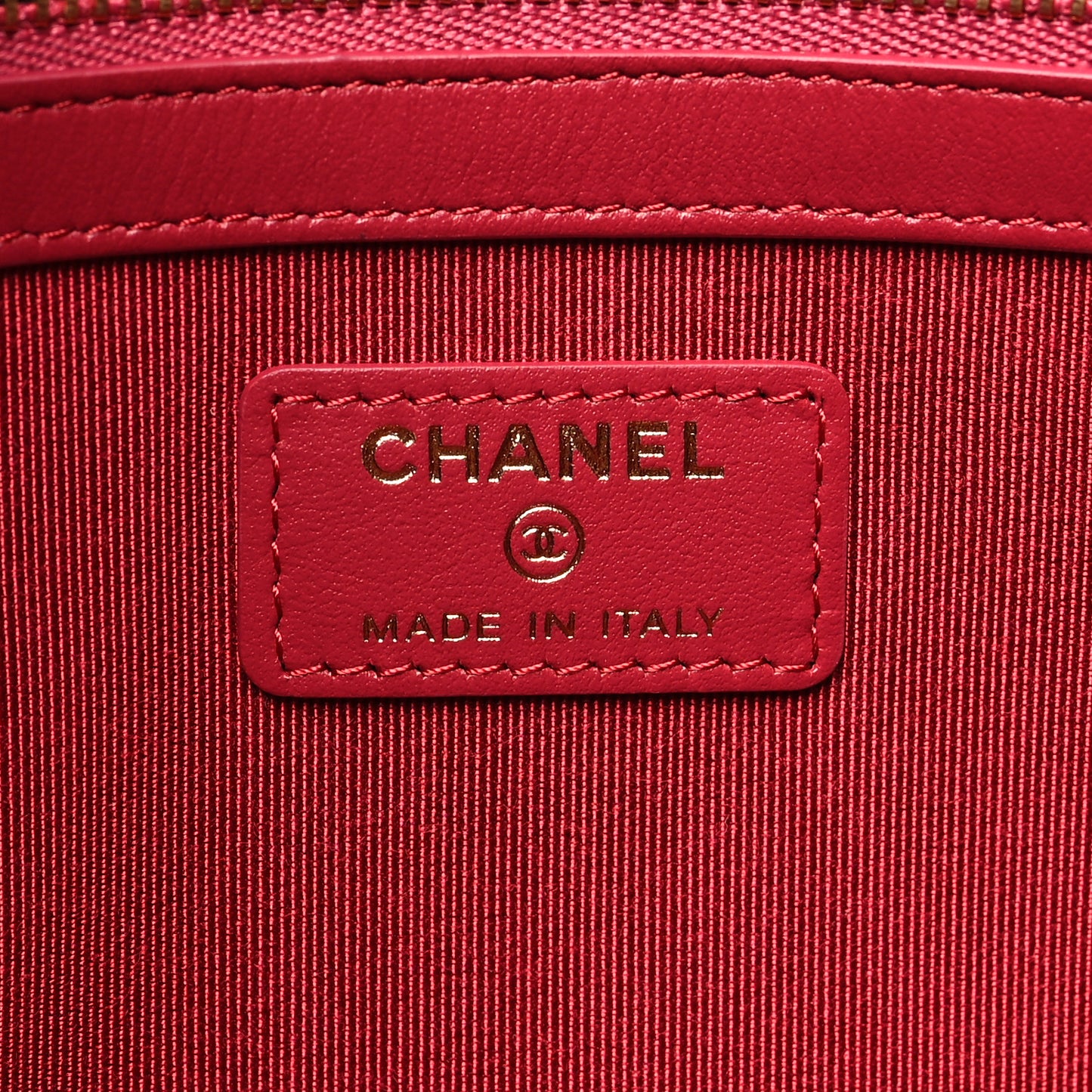 Lambskin Quilted Large Cosmetic Case Red