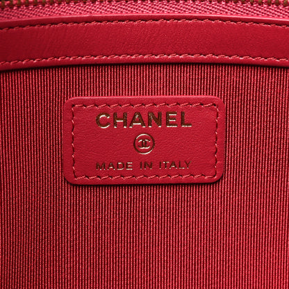 Chanel Lambskin Quilted Large Cosmetic Case Red 6 of 9